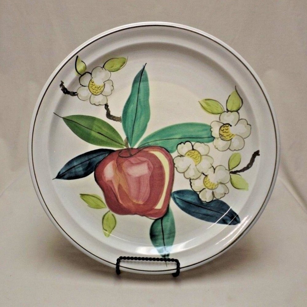 Vintage Red Wing Pottery Dinnerware Normandy Apple Hand Painted 14" Chop Plate